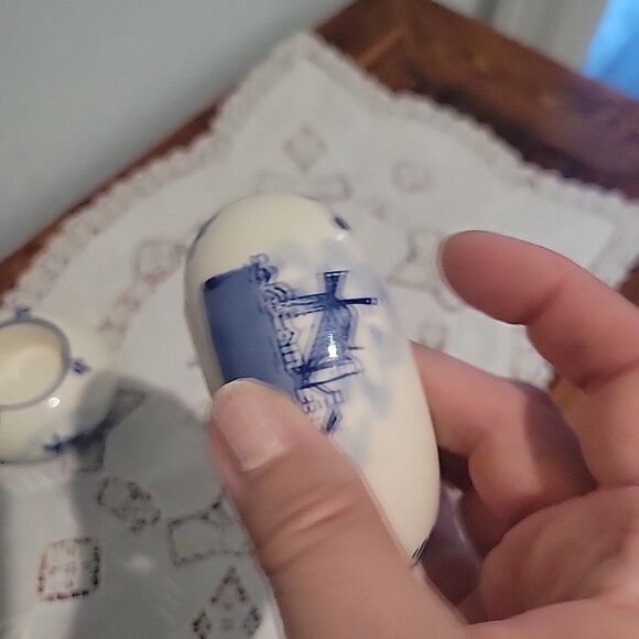 Pair Vtg Dutch Delft Blue Floral Tealight Candle Holders Holland Heart & Round - Picture 3 of 16